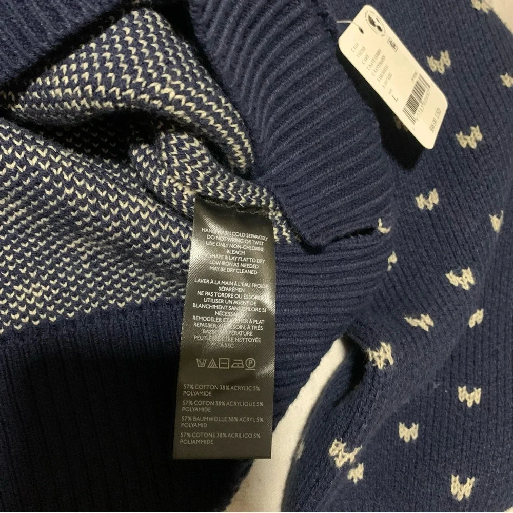 NWT Free People Easy Street Patterned Crop Pullover‎ Blue and White Sweater